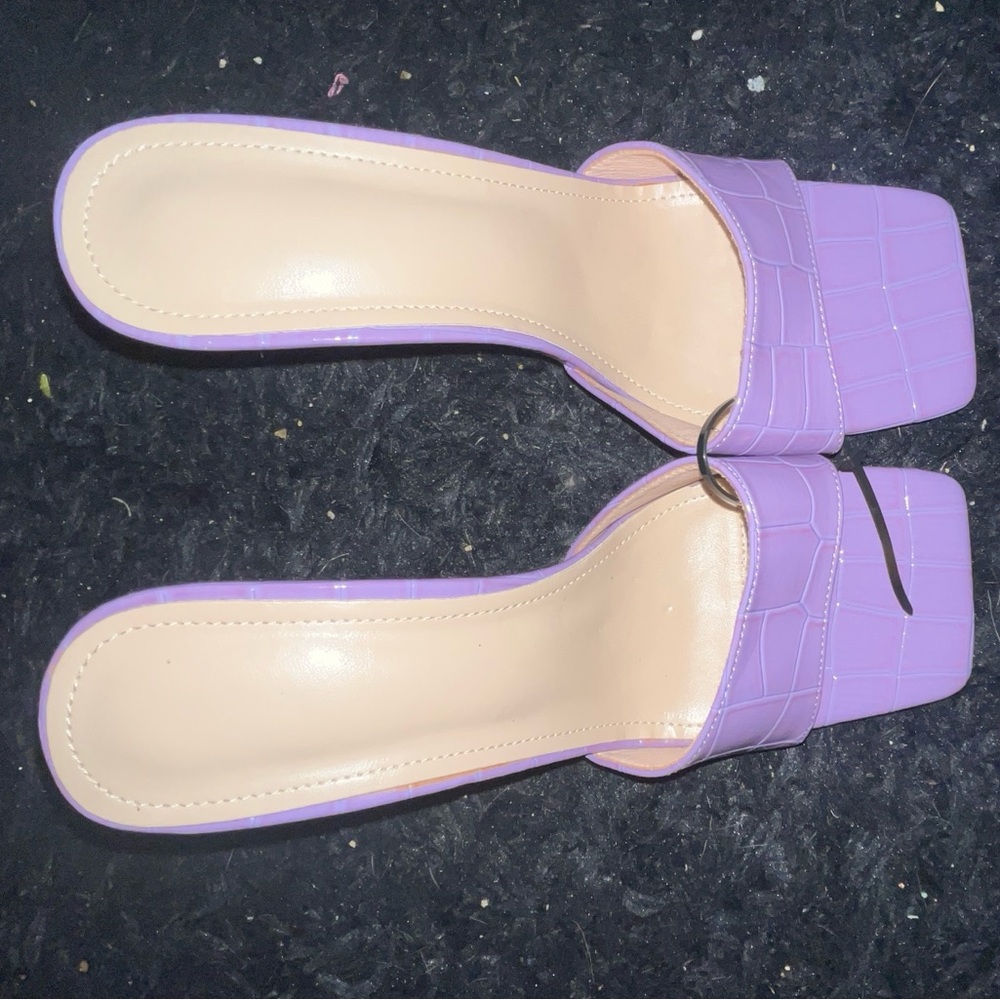 SHEIN Lavender Croc-Texture Slide Heels -size 10